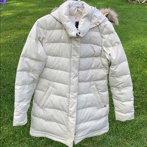 North Face down jacket - White with faux fur trim